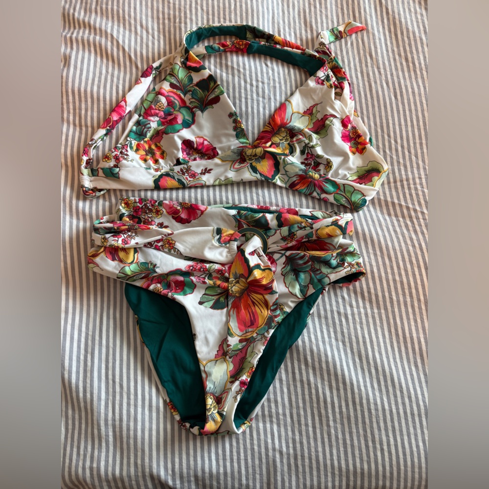 BECCA Teal and Floral Bikini